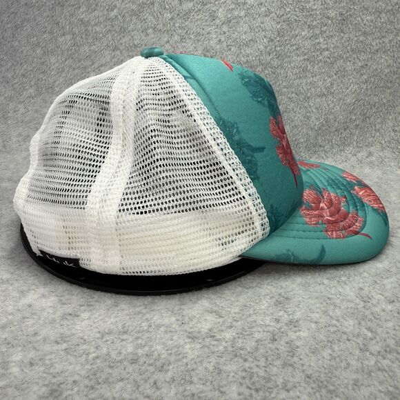 Huk Performance KC Scott Foam Flats Trucker Hat Unisex Hawaiian Flowers Teal - Picture 2 of 12